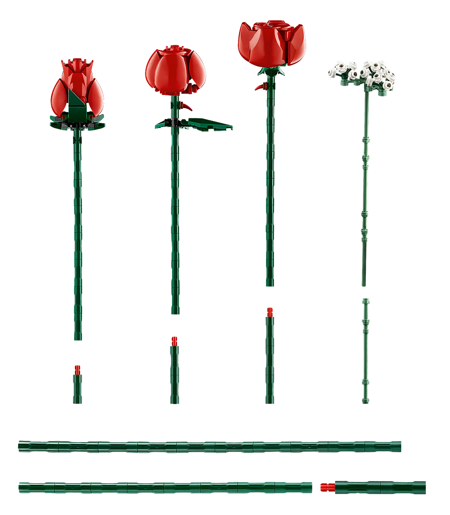 Différentes tiges du bouquet de roses - Lego 10328