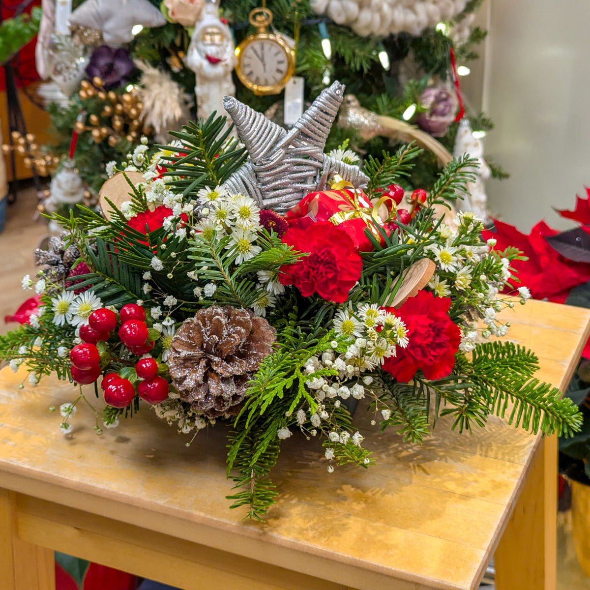 Centre de table de Noël - Une étoile argentée