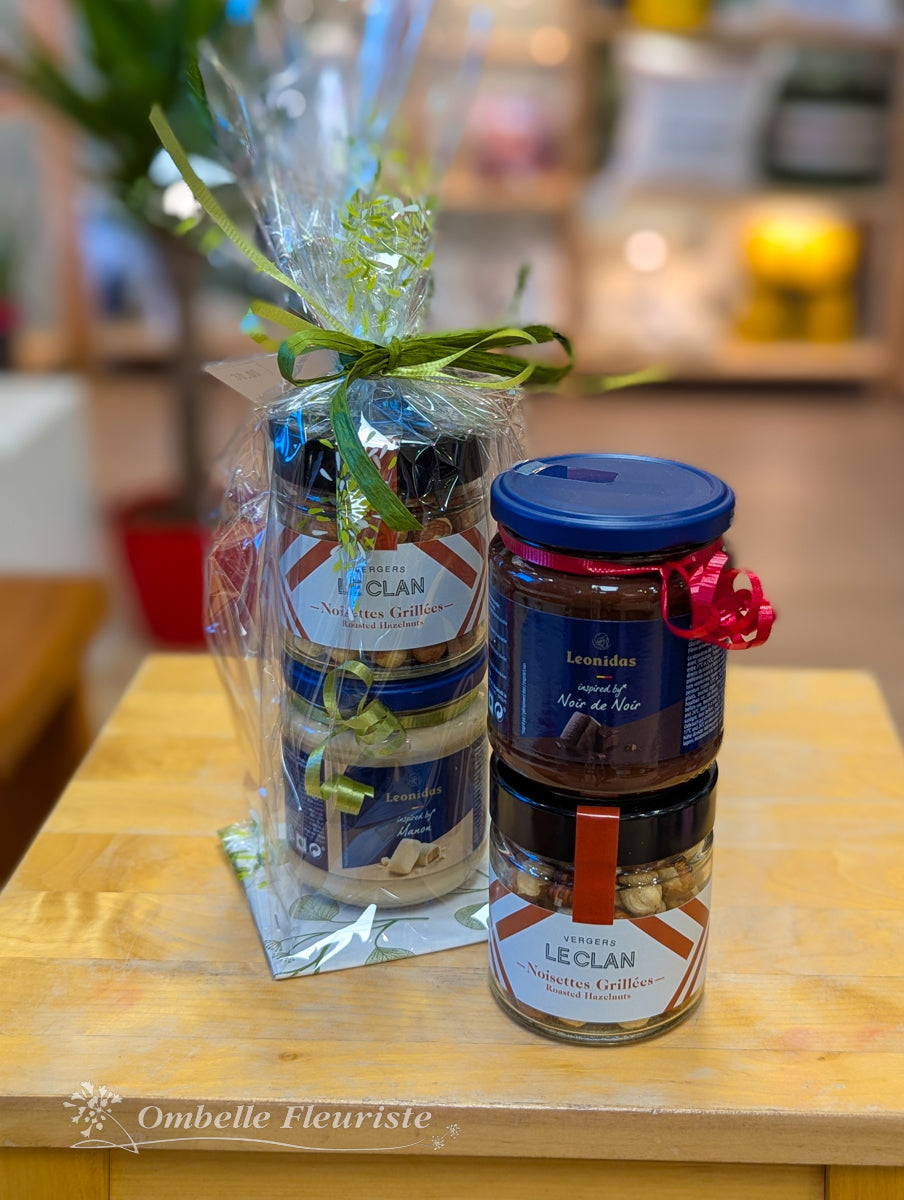 Ensemble cadeau tartinade chocolat noix
