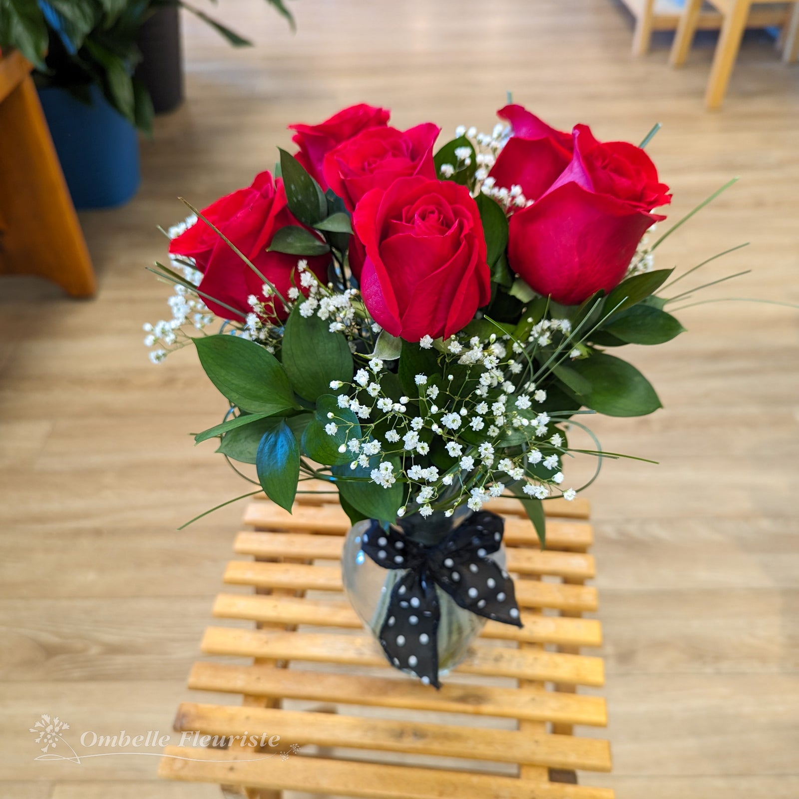 Bouquet de 6 roses classique
