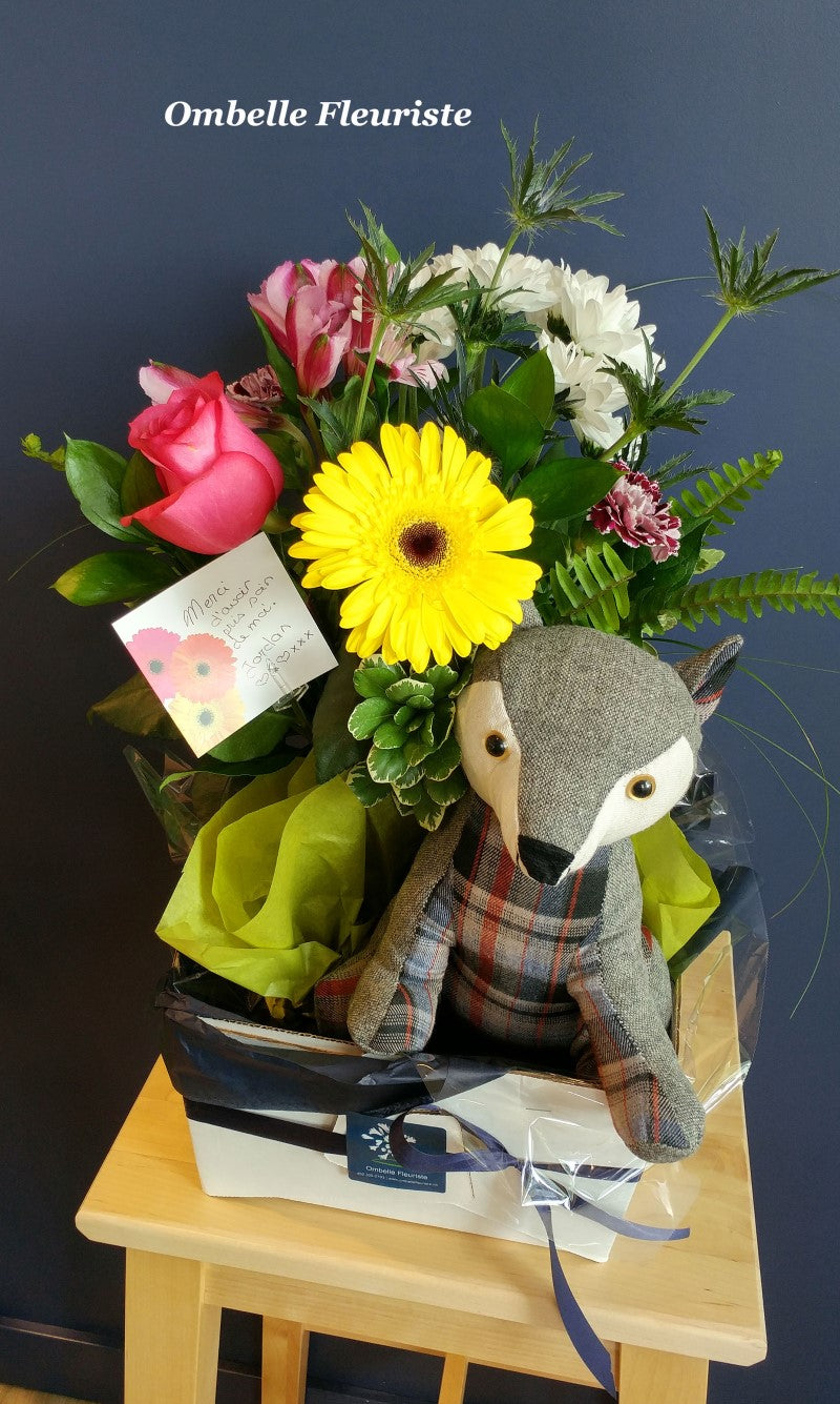 Bouquet de remerciement pour enfant avec toutou