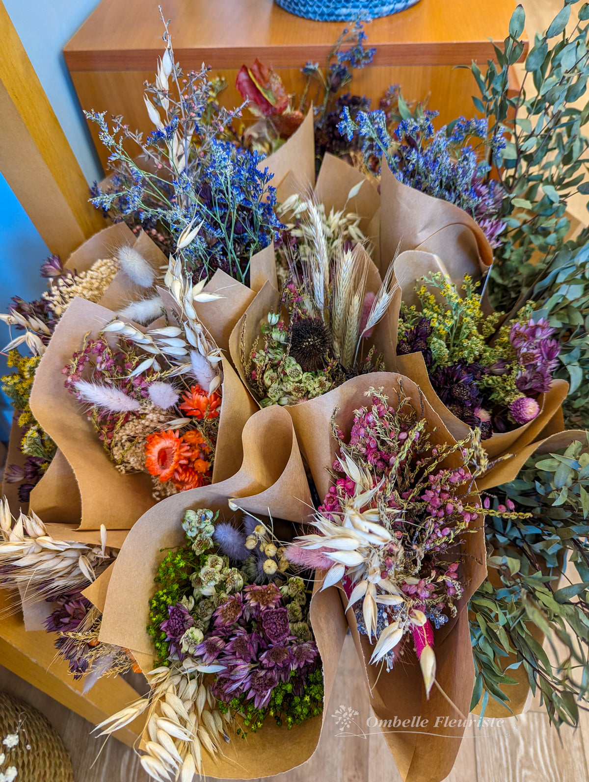 Bouquet de fleurs sechées assortis