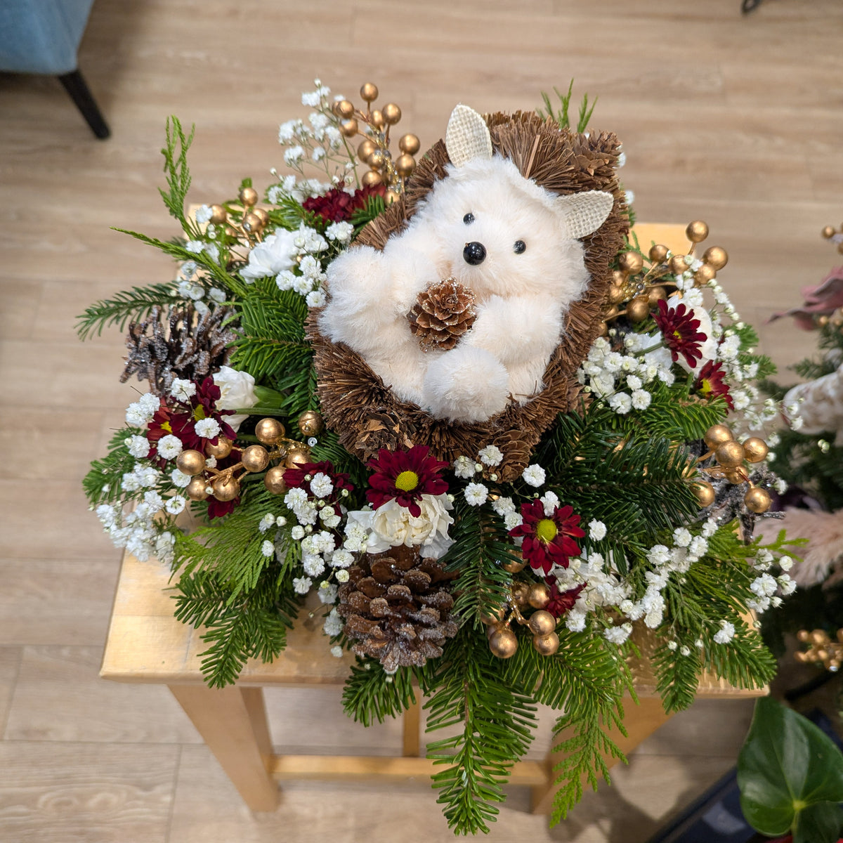 Centre de table - Un hérisson pour Noël!