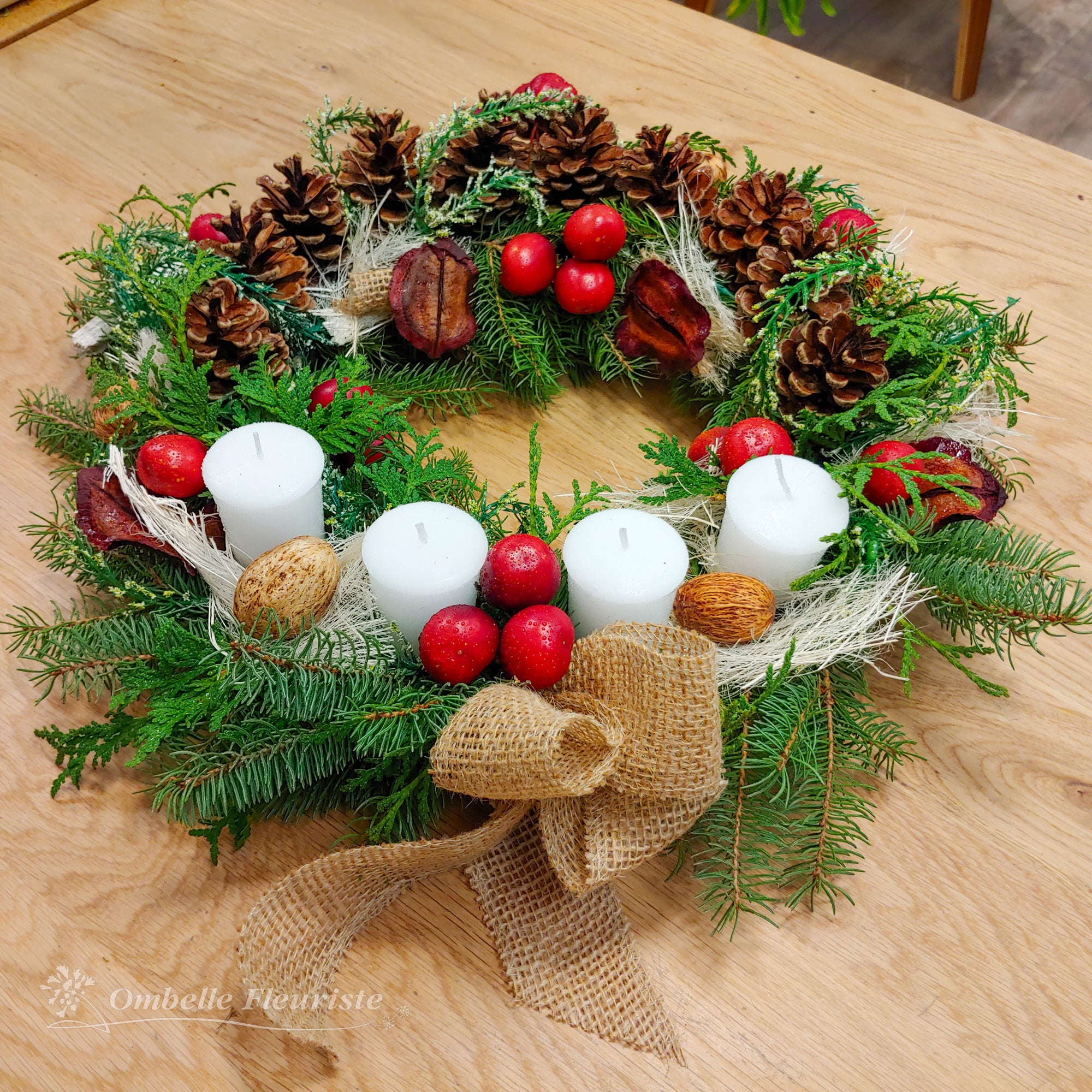 Couronne de Noël de l'atelier floral