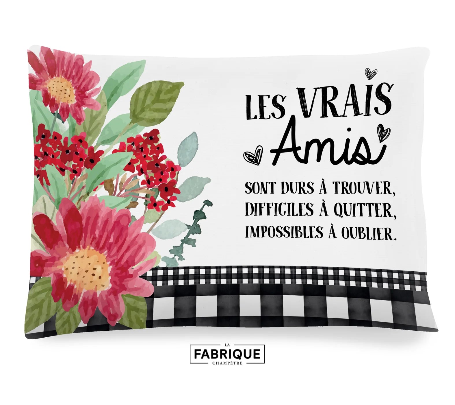 Coussin "Les Vrais Amis" (produit québécois)