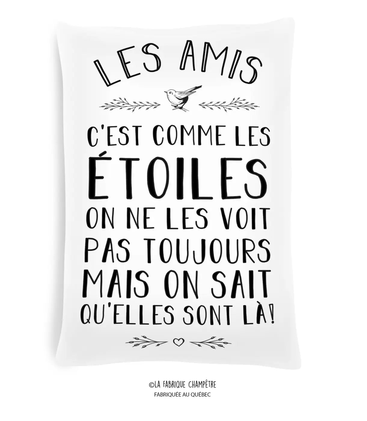 Coussin "Les Amis, c'est comme les étoiles..." (produit québécois)