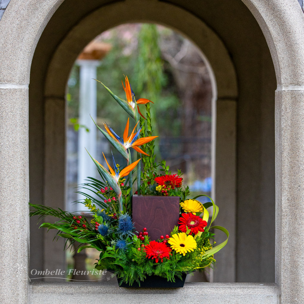 Olympe - Coussin de fleurs pour urne funéraire carrée ou rectangulaire
