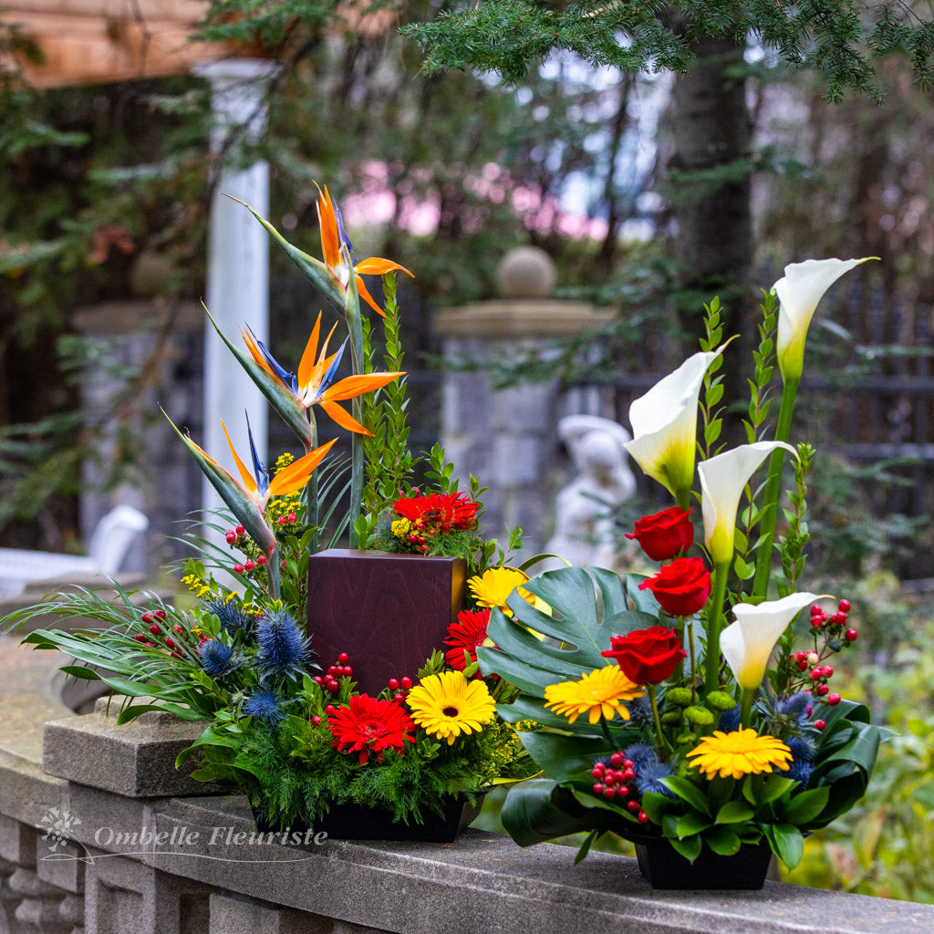 Olympe - Coussin de fleurs pour urne funéraire carrée ou rectangulaire