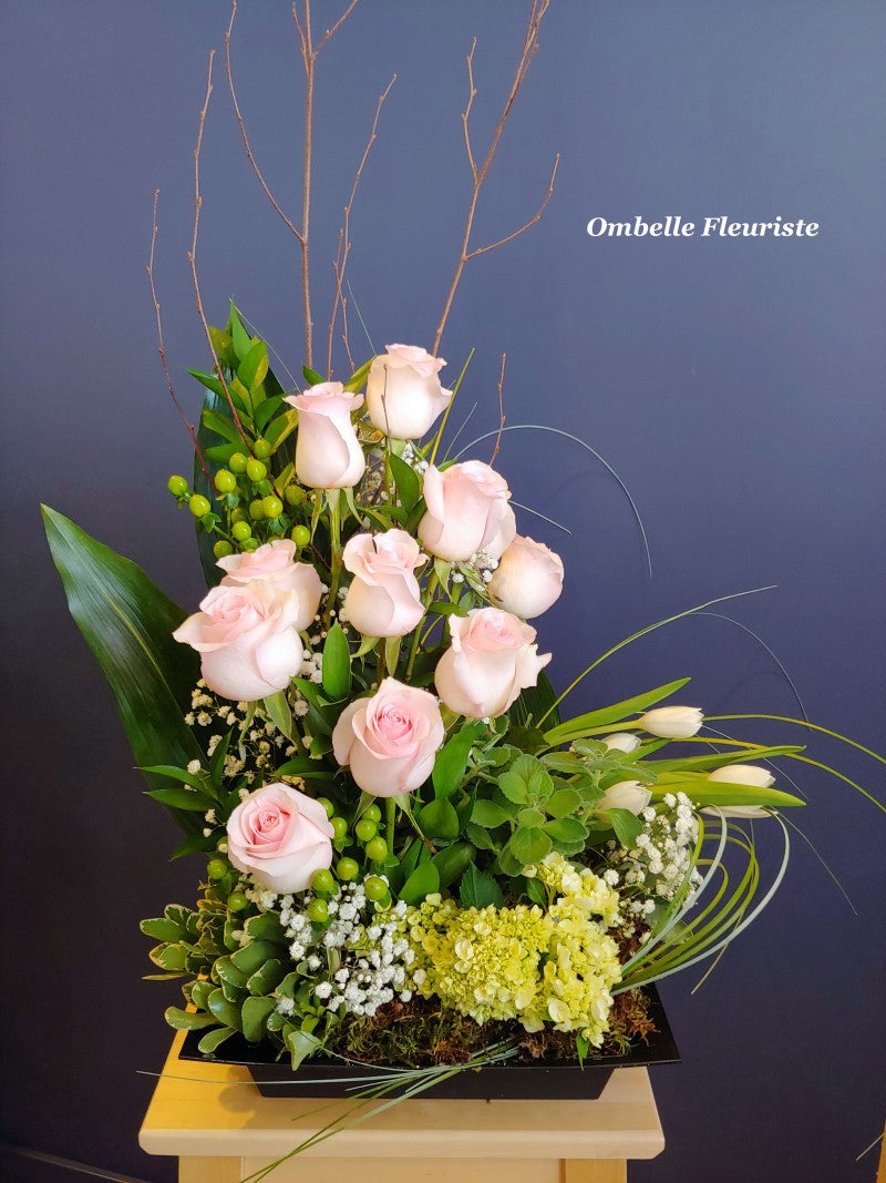 Corbeille funéraire jardin rose plectranthus