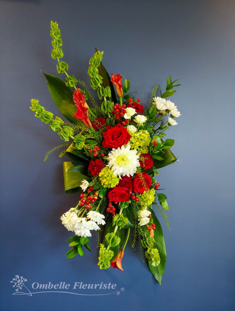 Gerbe funéraire rouge et blanc stylisée