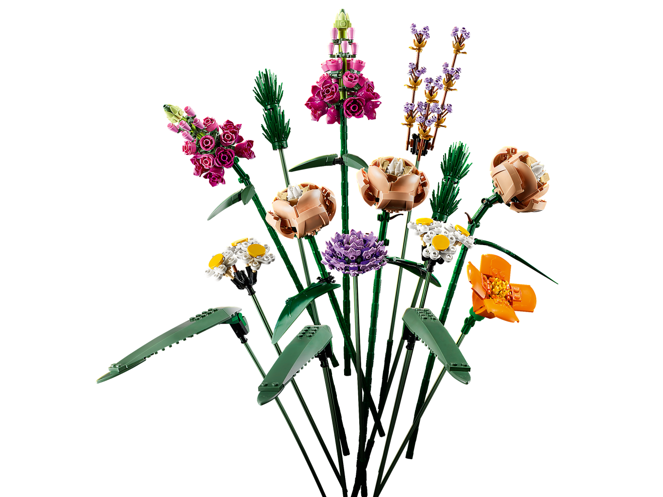 Lego - Bouquet de fleurs - 10280 - Photo du résultat une fois construit chaque fleurs séparé