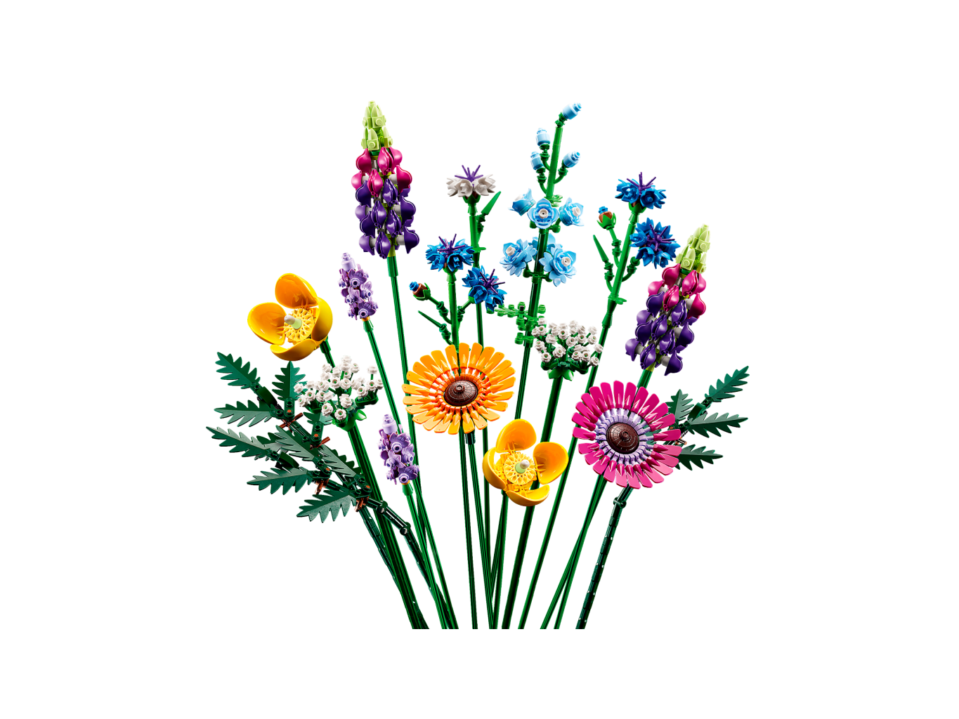 Lego - Bouquet de fleurs sauvages - 10313 - Modèle construit de côté chaque fleurs séparés