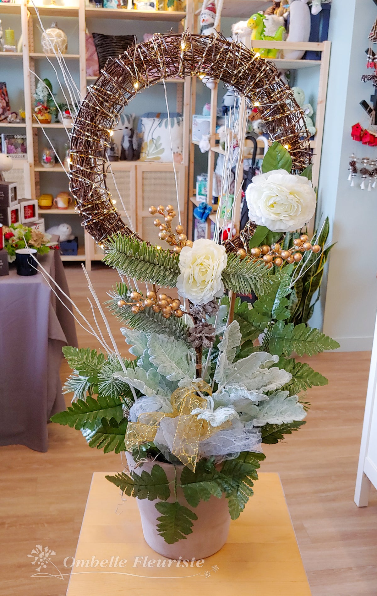 Jardinière intérieure - Couronne illuminée