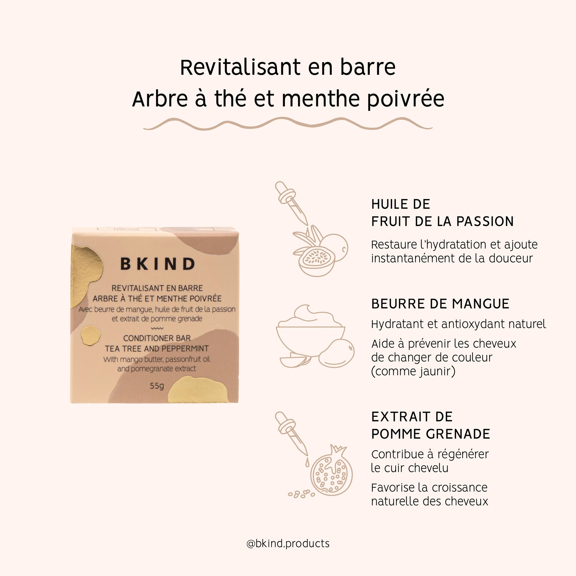 BKIND - Revitalisant en barre - Cheveux colorés ou blancs - 840097001014