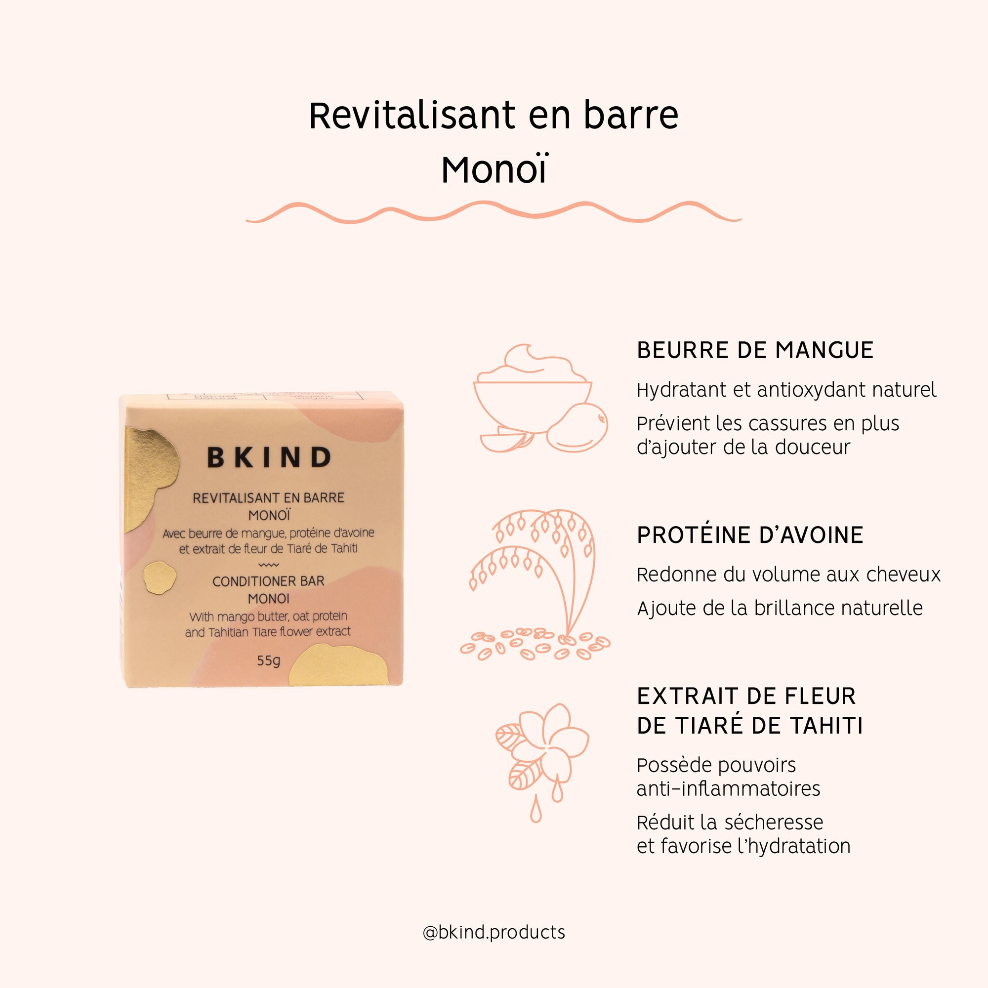 BKIND - Revitalisant en barre - Cheveux secs ou fins - 840097000796