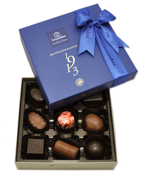 Coffret de chocolat Héritage 9 chocolats Leonidas ouverte