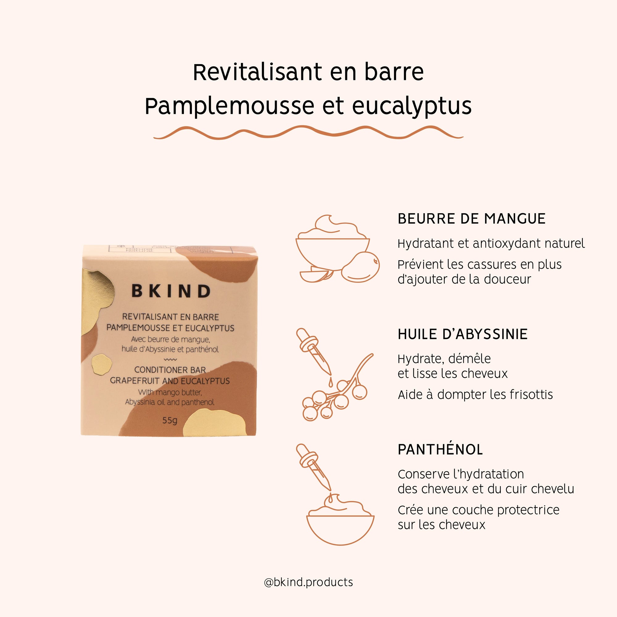 BKIND - Revitalisant en barre - Cheveux normaux et/ou à tendance grasse - 840097000775